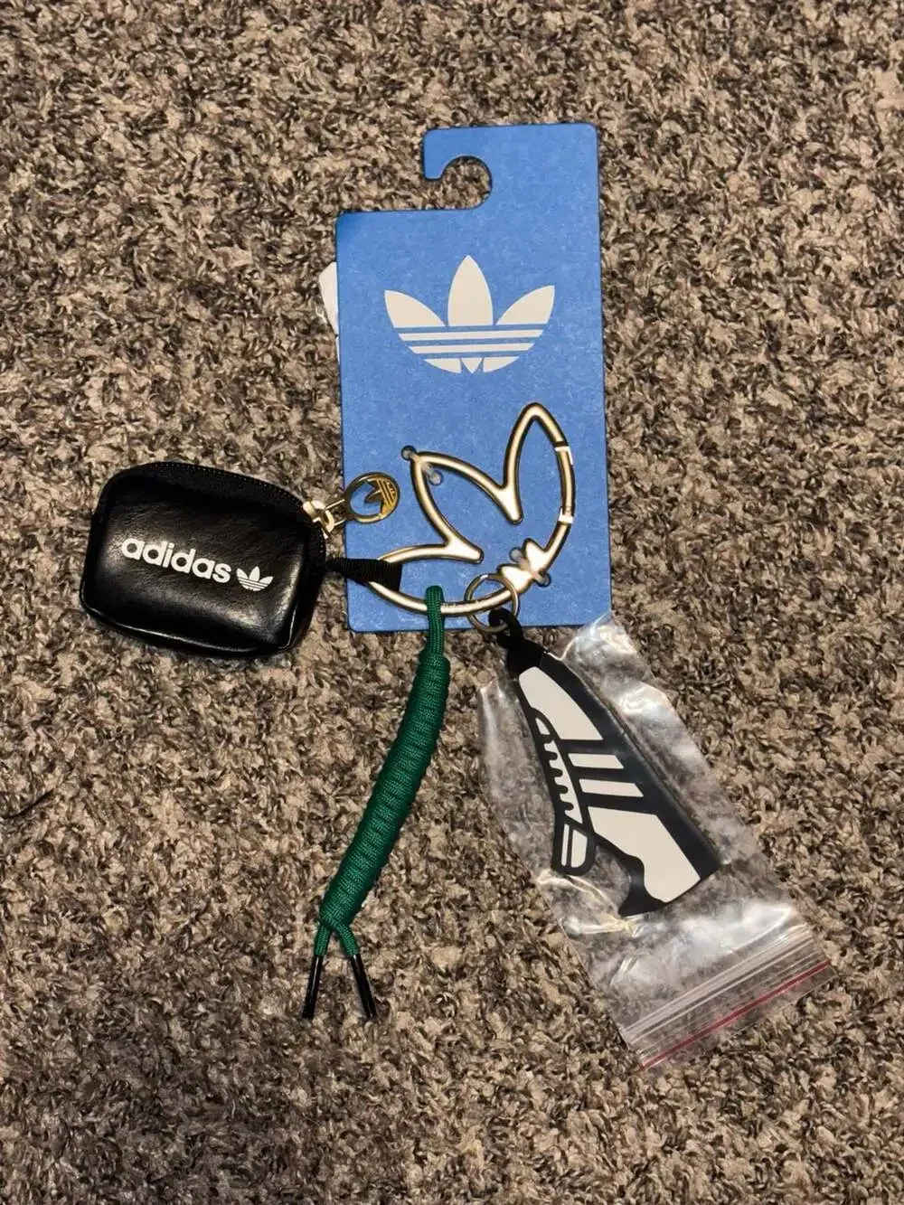 Adidas Originals Trefoil Logo Keychain with Mini Pouch and Shoe Charm